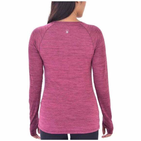 Spyder Active Shirt Long Sleeve Tee Womens Sz XL Red Heather Athletic - Picture 7 of 14
